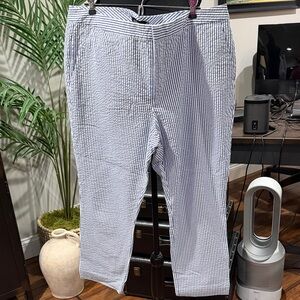 Ralph Lauren blue and white stretch straight fit seersucker women’s pants size18